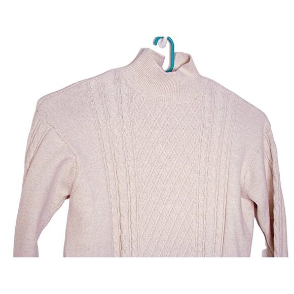 H&M Womens Wool Blend Mockneck Sweater Dress Tunic Oatmeal Color Mini Dress Sz L - Picture 2 of 12